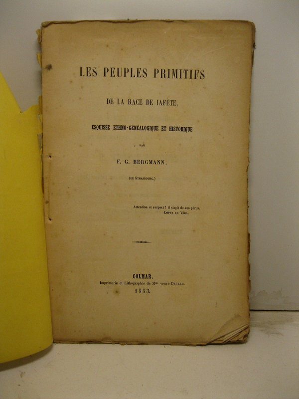 Les peuples primitifs de la race de Iafète. Esquisse ethmo-généalogique et historique par F. G. Bergman (de Strasbourg)